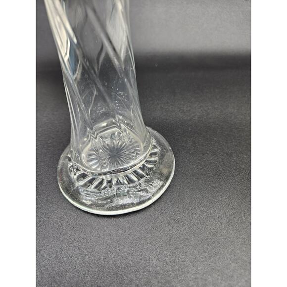 Vintage‎ Dugan Swung Vase Clear Ribbed Swirl Glass Trumpet Scalloped 8 Finger - Picture 10 of 10